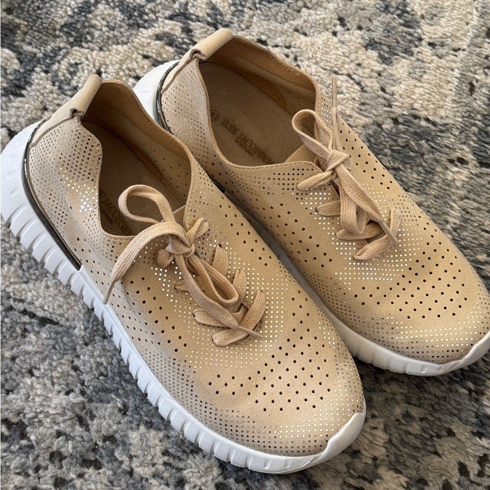 Ilse Jacobsen Tulip Kit Sneaker shoe cream beige silver perforated 41 US 10.5 11